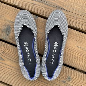 Birdseye Rothy’s (black and white) flats. Adorable!